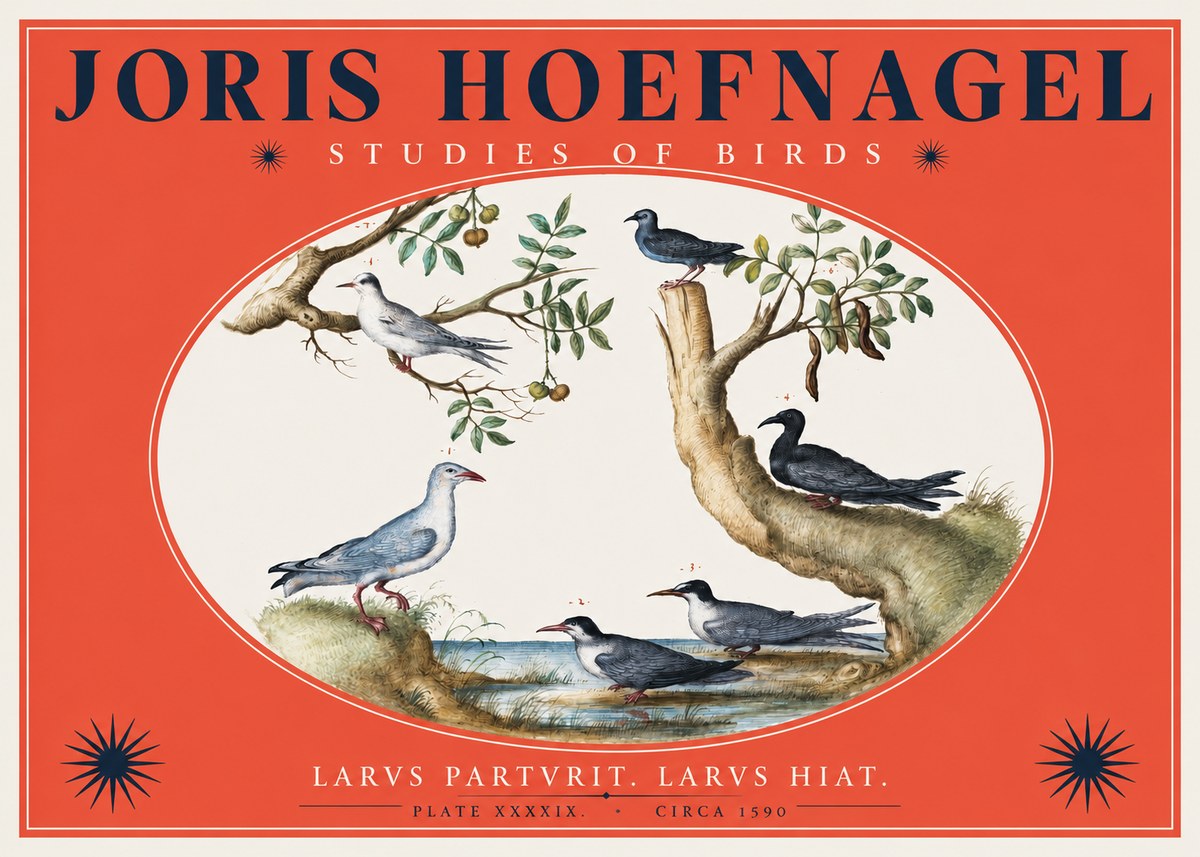 Joris Hoefnagel Studies of Birds II No2 - Plakát
