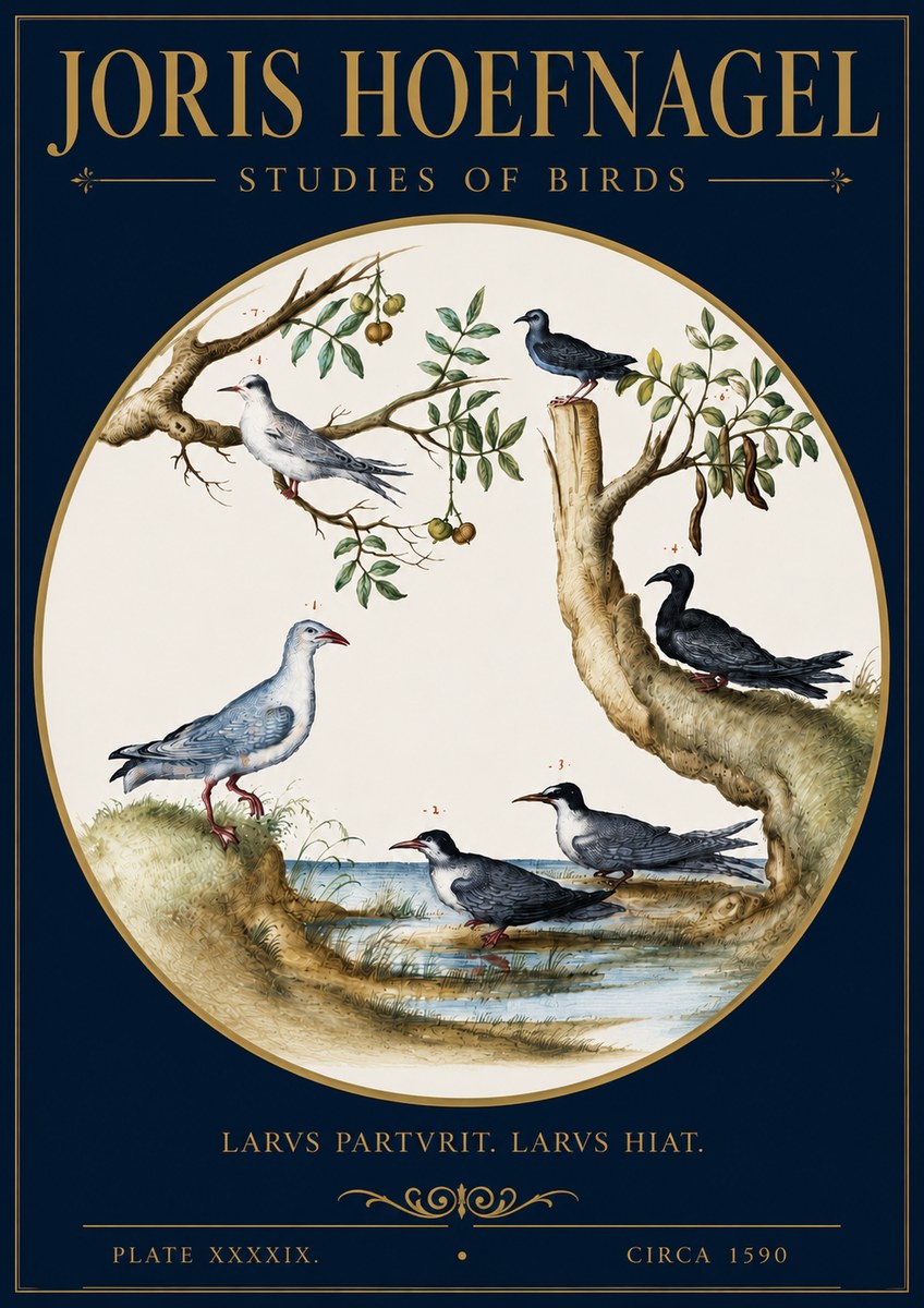 Joris Hoefnagel Studies of Birds II No4 - Plakát