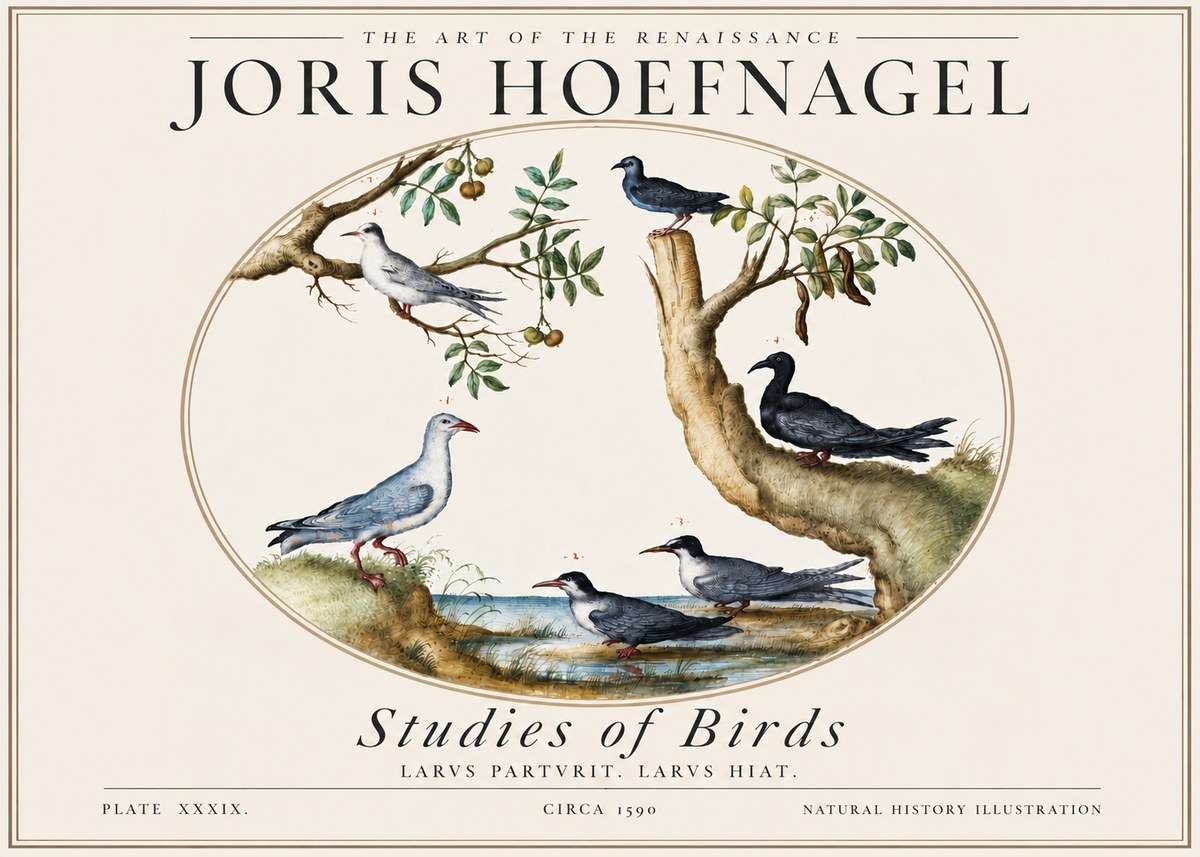Joris Hoefnagel Studies of Birds II No5 - Plakát