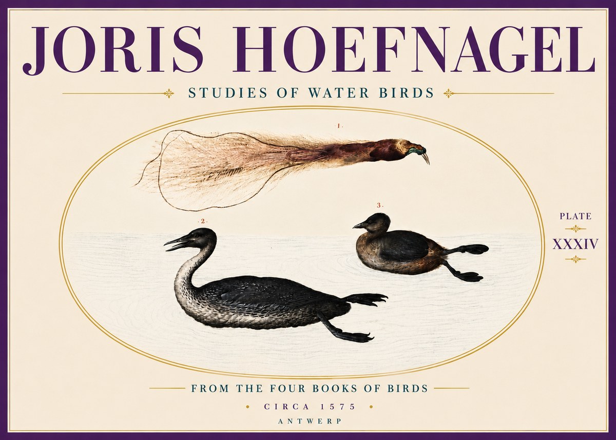 Joris Hoefnagel Studies of Water Birds No6 - Plakát