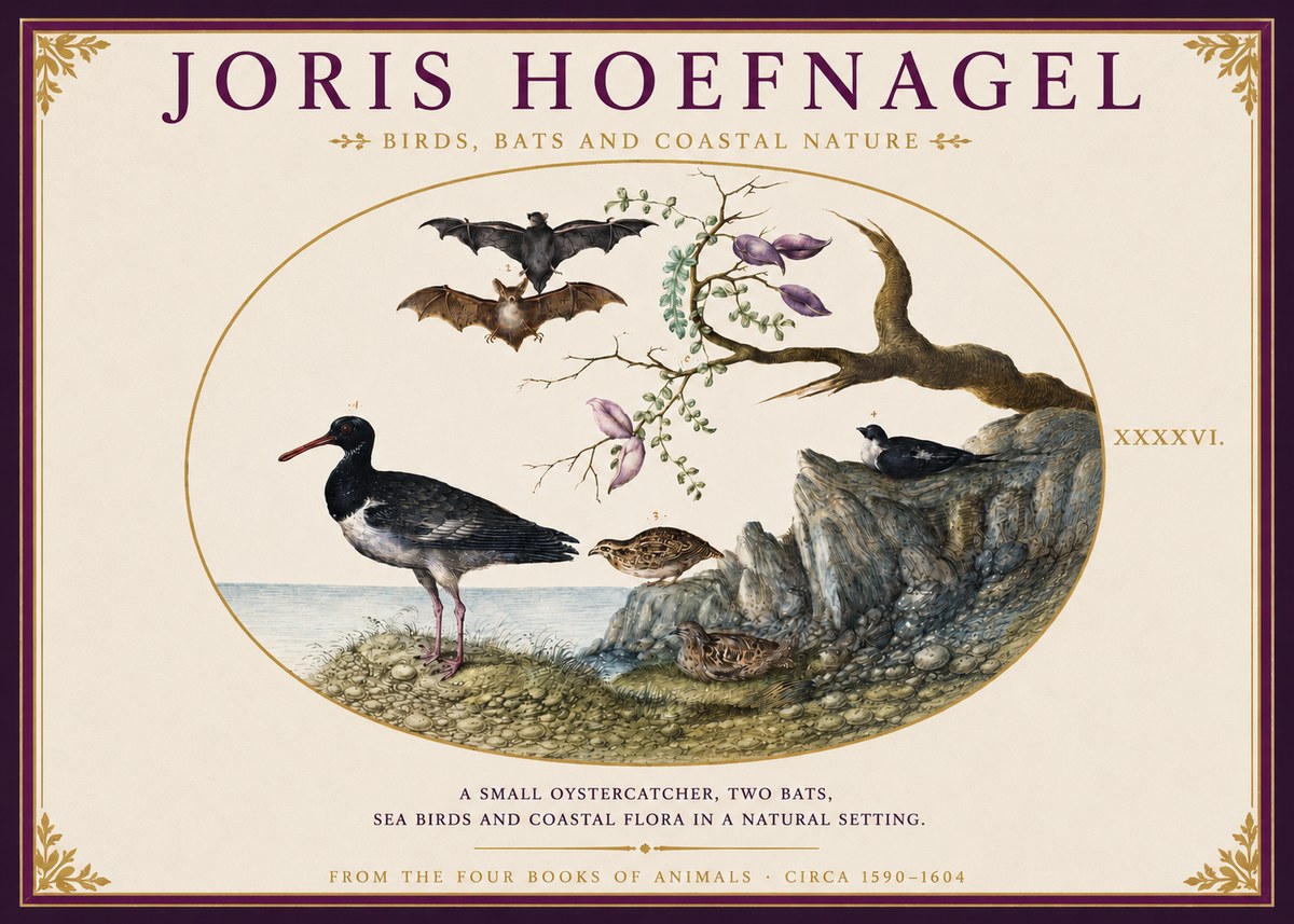 Joris Hoefnagel Birds, Bats and Coastal Nature No3 - Plakát