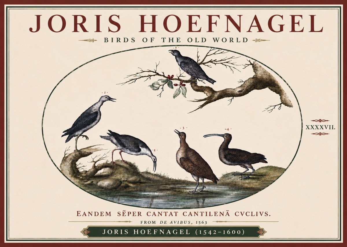 Joris Hoefnagel Birds of the Old World No6 - Plakát