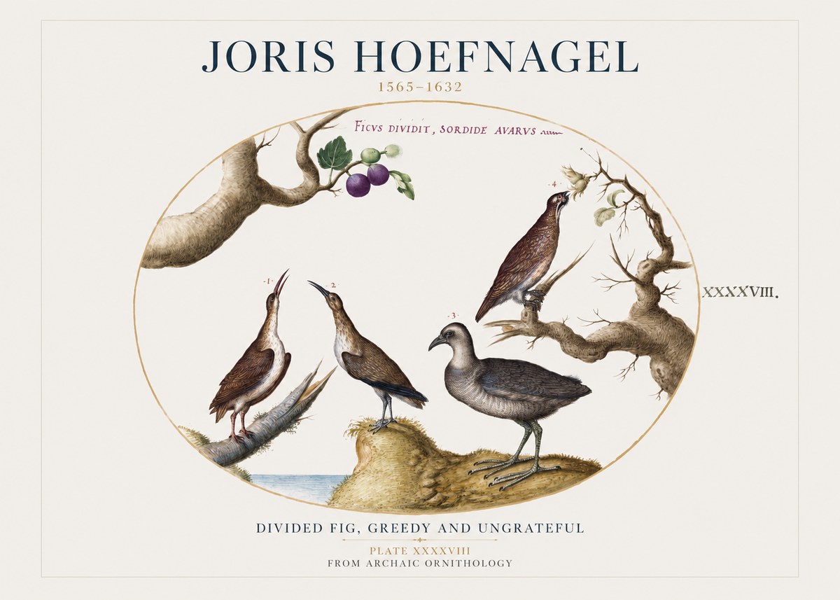 Joris Hoefnagel Birds from the Four Parts of the World No2 - Plakát
