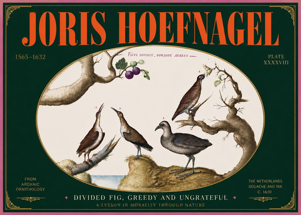 Joris Hoefnagel Birds from the Four Parts of the World No5 - Plakát