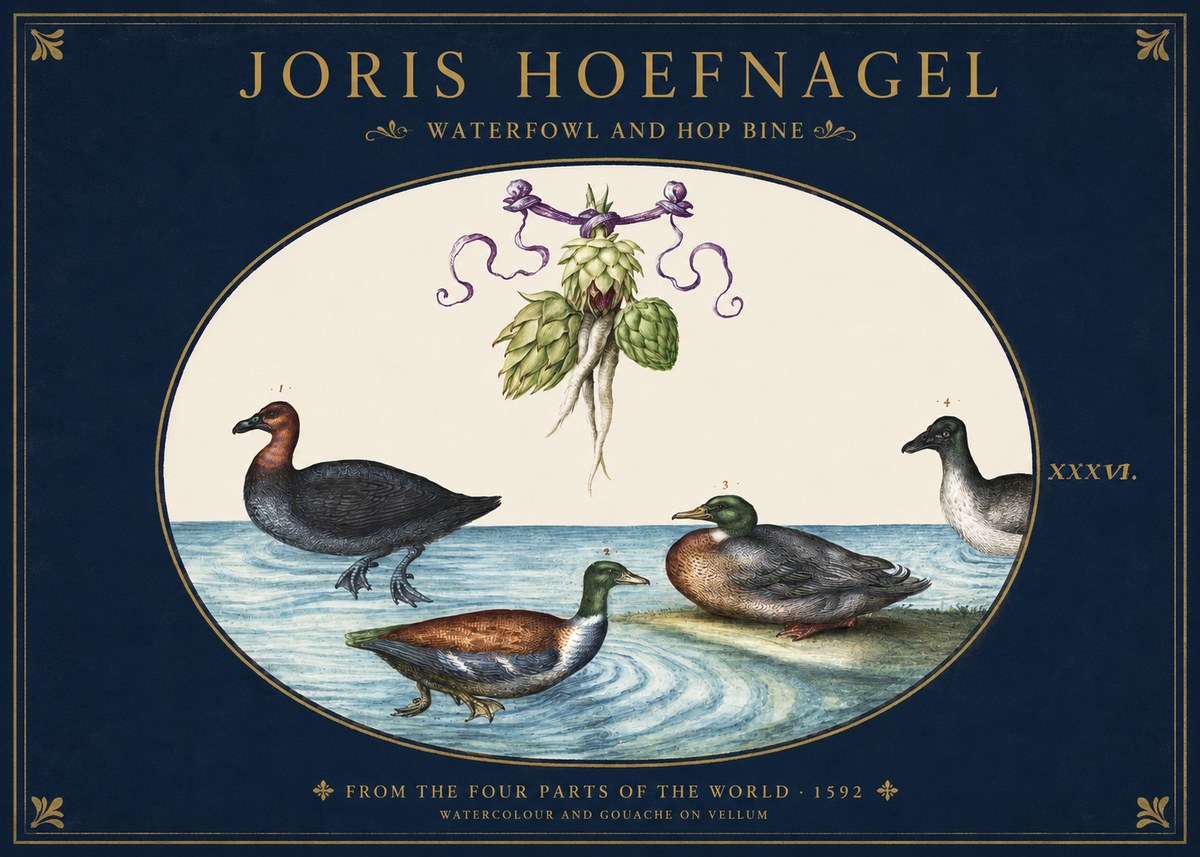 Joris Hoefnagel Waterfowl and Hop Bine No2 - Plakát