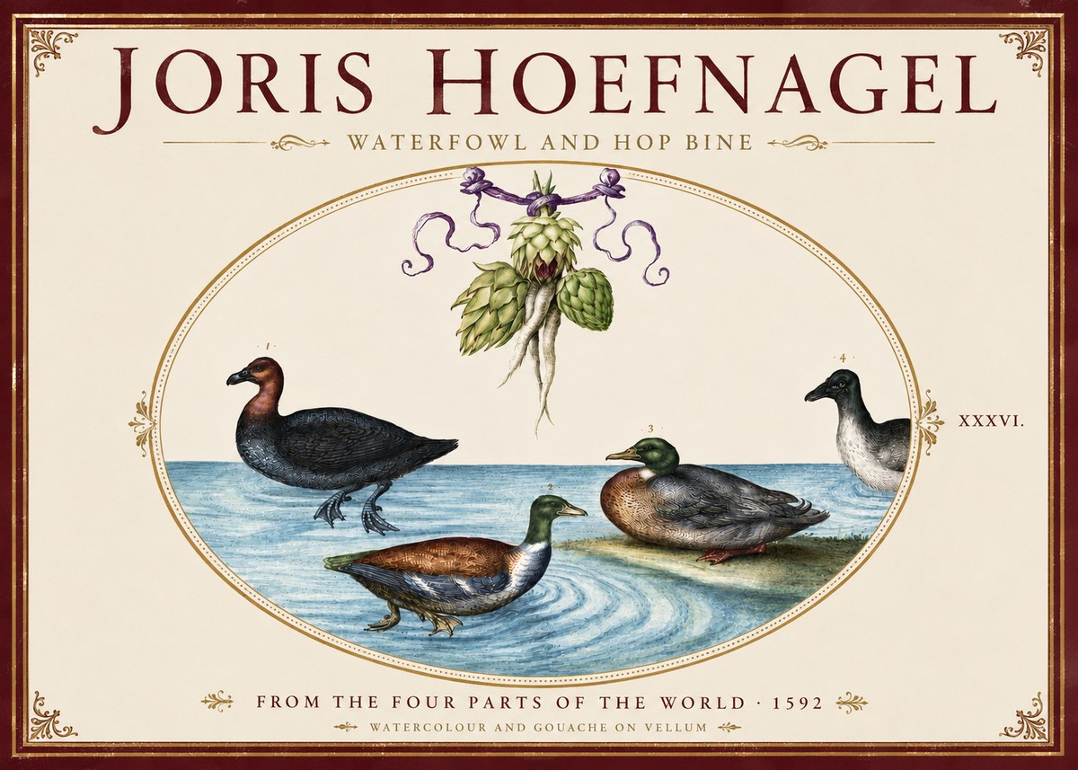 Joris Hoefnagel Waterfowl and Hop Bine No4 - Plakát