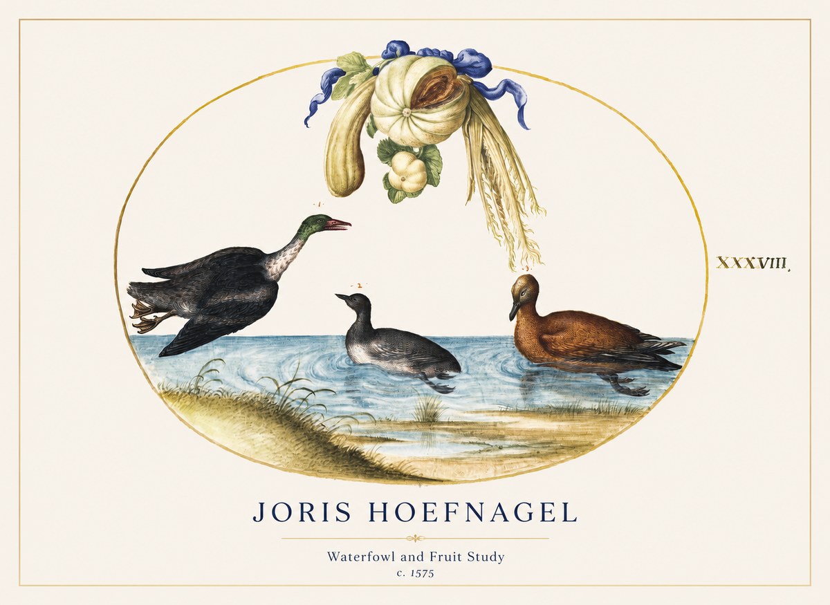 Joris Hoefnagel Waterfowl and Fruit Study No1 - Plakát
