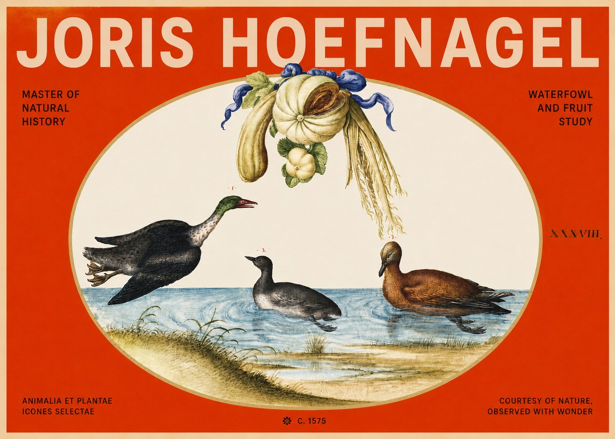 Joris Hoefnagel Waterfowl and Fruit Study No2 - Plakát
