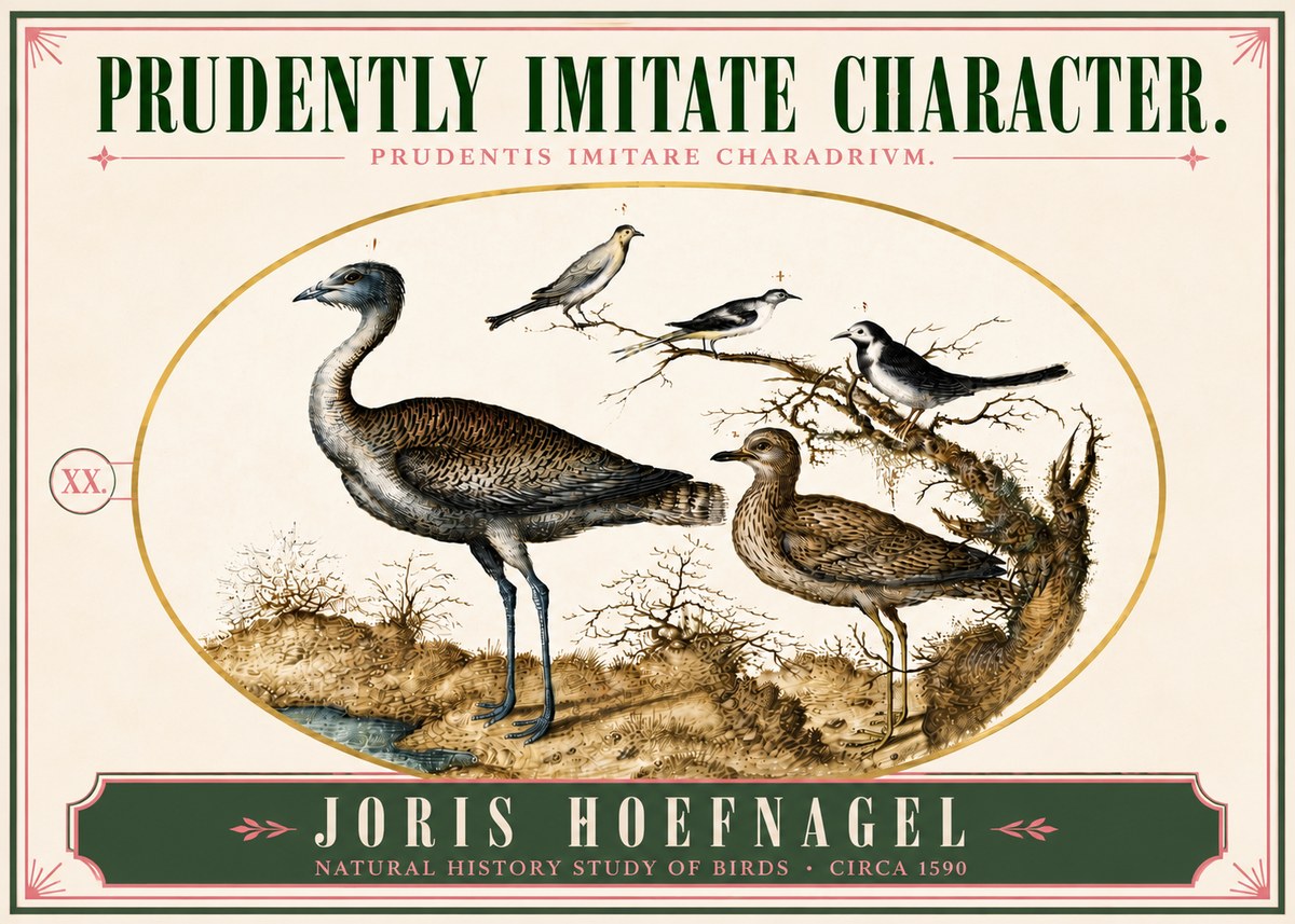 Joris Hoefnagel Prudently Imitate Character. No6 - Plakát
