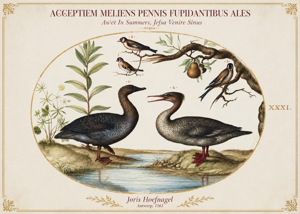 Joris Hoefnagel Acceptiem Meliens Pennis Fupidantibus Ales No1 - Plakát