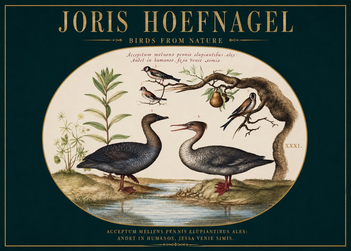 Joris Hoefnagel Acceptiem Meliens Pennis Fupidantibus Ales No3 - Plakát