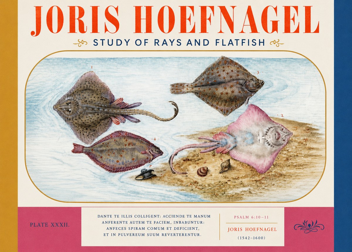 Joris Hoefnagel Study of Rays and Flatfish No3 - Plakát