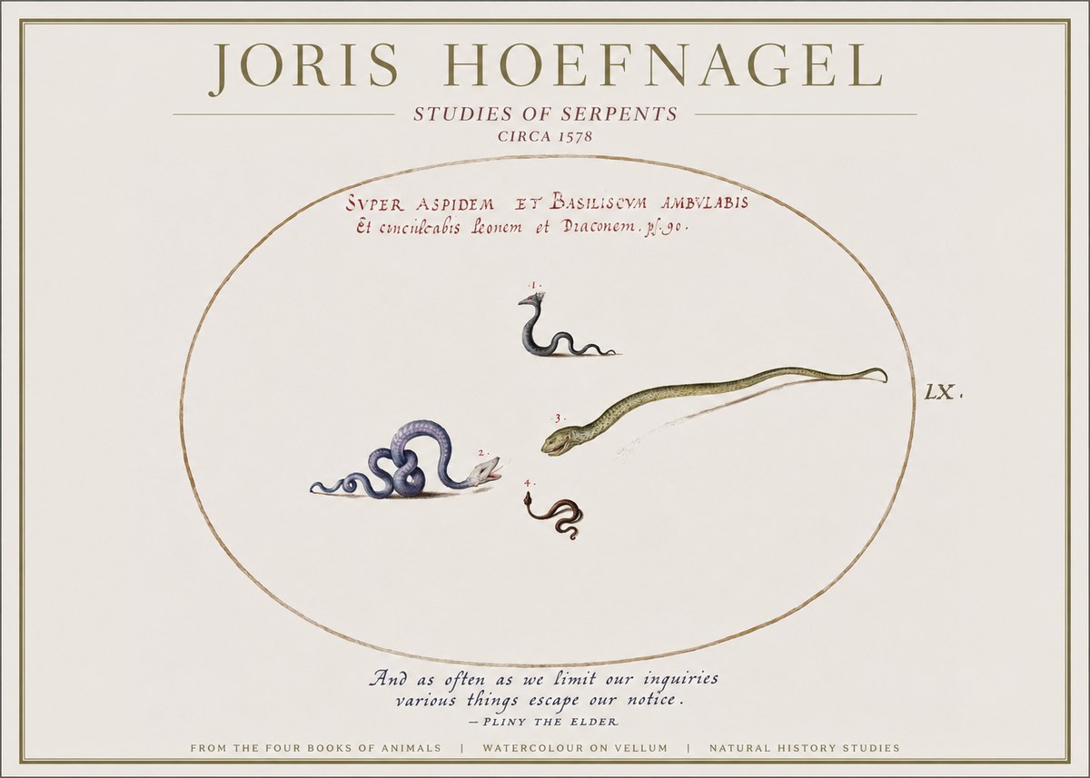 Joris Hoefnagel Studies of Serpents No1 - Plakát