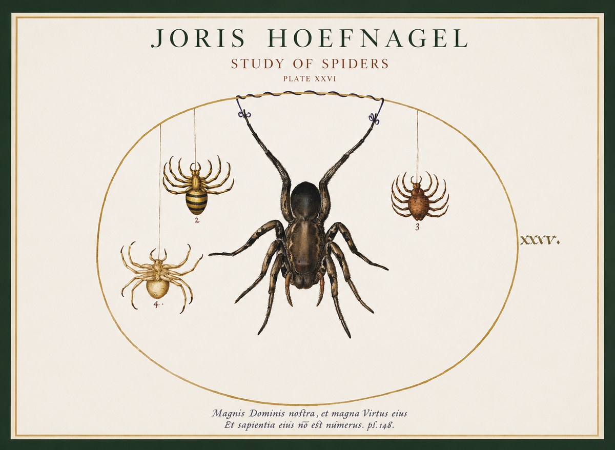 Joris Hoefnagel Study of Spiders No1 - Plakát