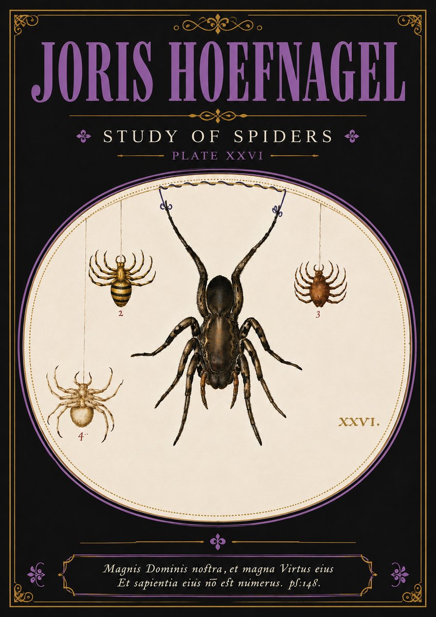 Joris Hoefnagel Study of Spiders No4 - Plakát