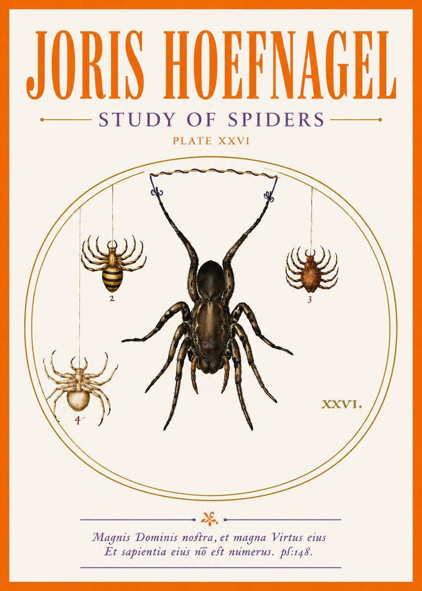 Joris Hoefnagel Study of Spiders No5 - Plakát