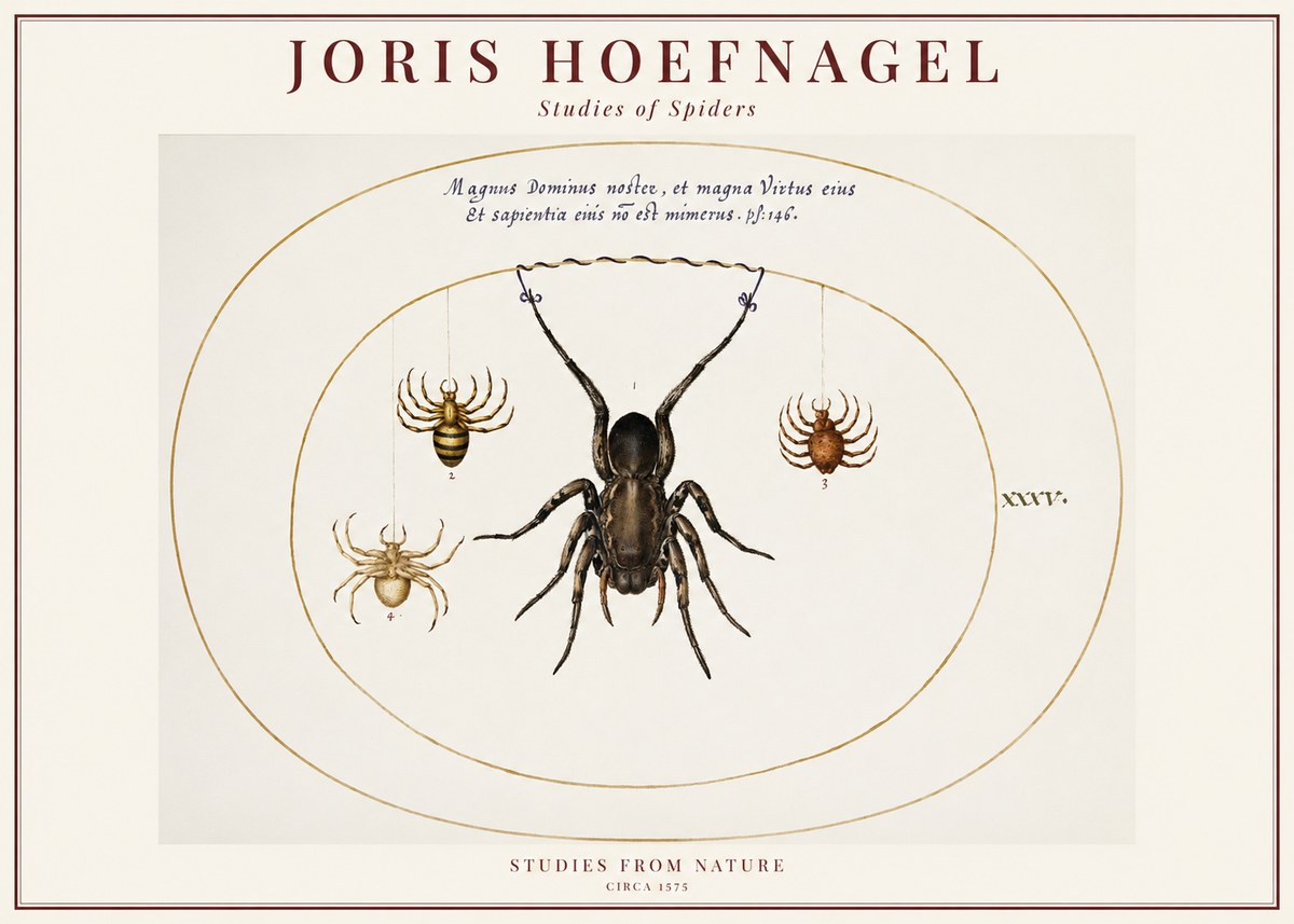 Joris Hoefnagel Study of Spiders No6 - Plakát