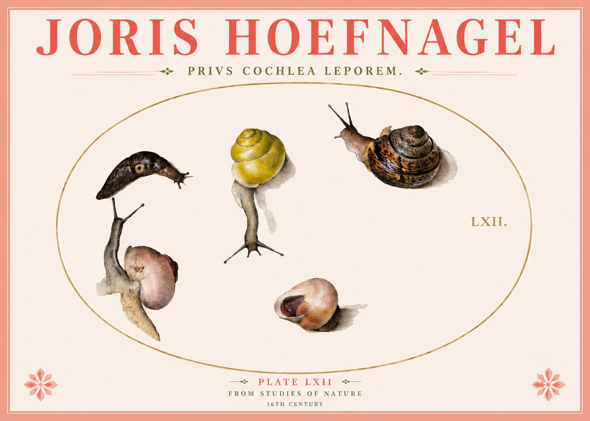 Joris Hoefnagel Privs Cochlea Leporem. No4 - Plakát