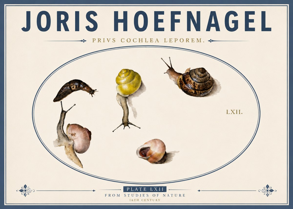 Joris Hoefnagel Privs Cochlea Leporem. No5 - Plakát