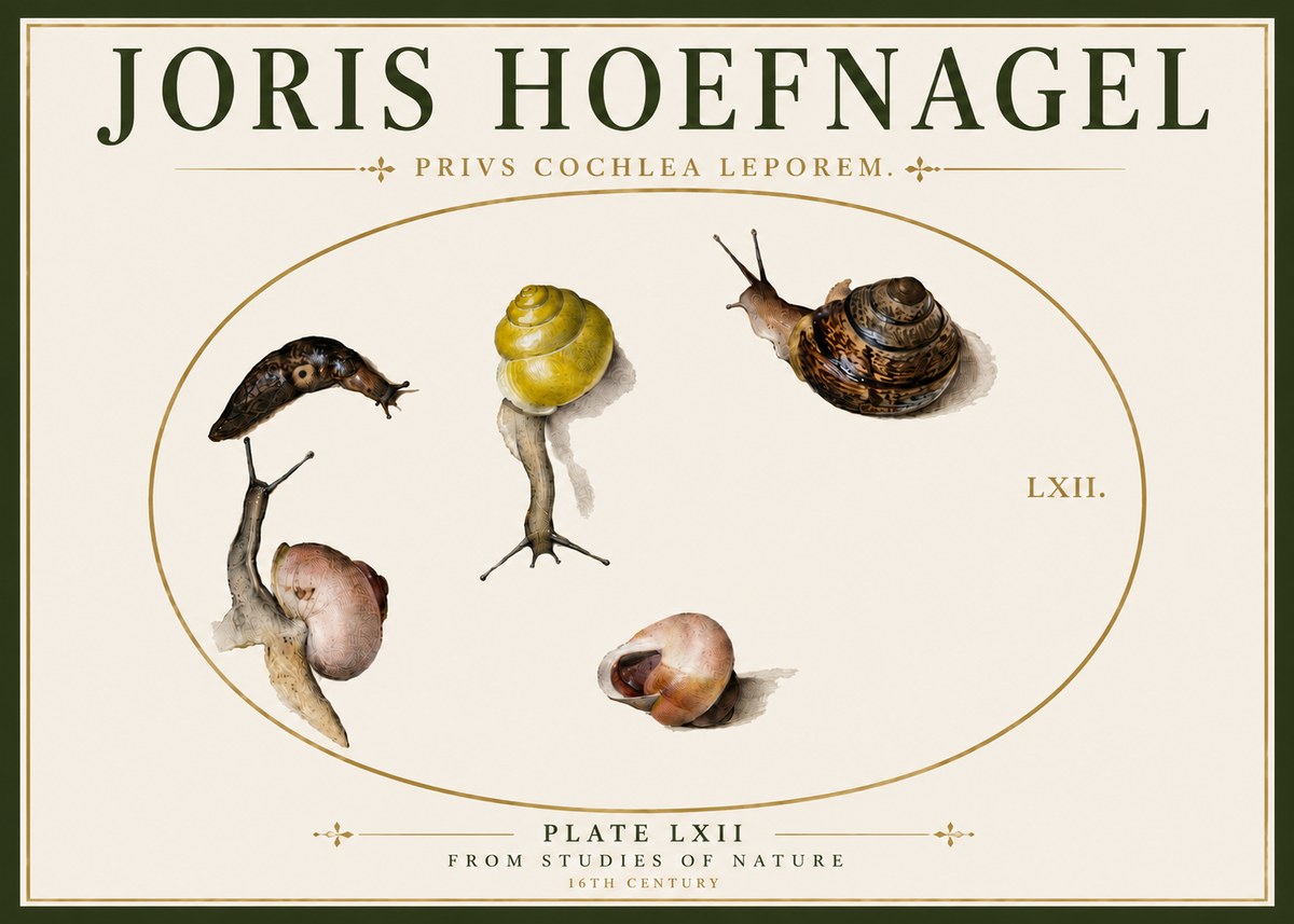 Joris Hoefnagel Privs Cochlea Leporem. No6 - Plakát