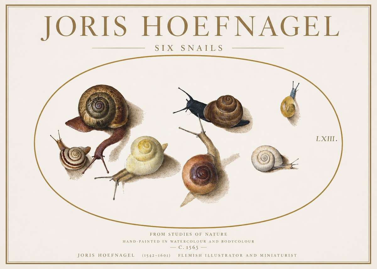 Joris Hoefnagel Six Snails No1 - Plakát