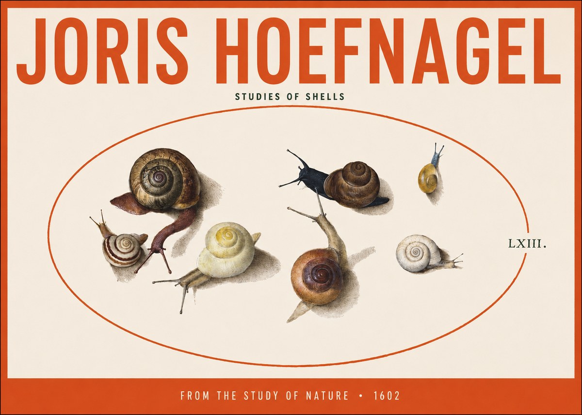 Joris Hoefnagel Six Snails No5 - Plakát