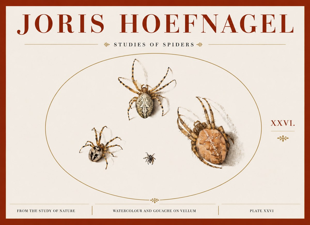 Joris Hoefnagel Studies of Spiders III No5 - Plakát
