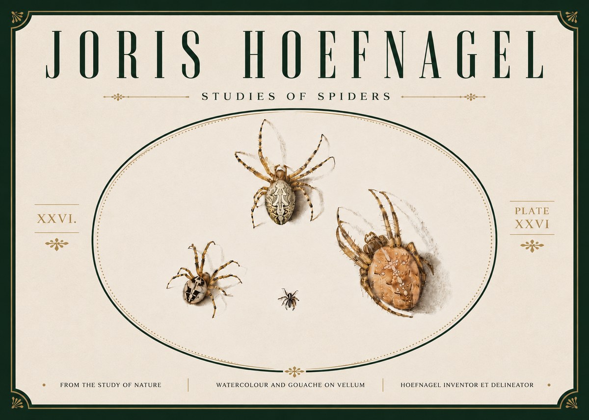Joris Hoefnagel Studies of Spiders III No6 - Plakát