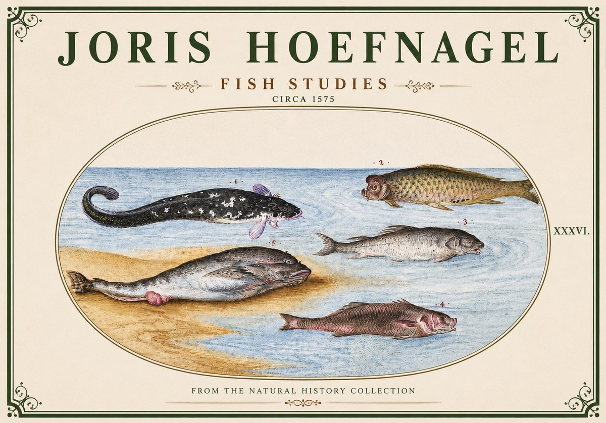 Joris Hoefnagel Fish Studies No3 - Plakát