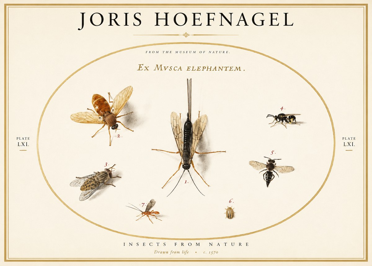 Joris Hoefnagel Ex Mvsca Elephantem. No1 - Plakát