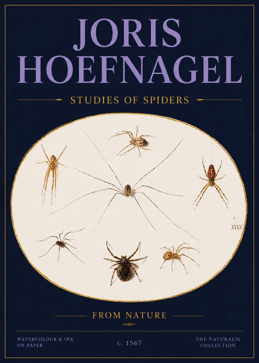 Joris Hoefnagel Studies of Spiders from Nature No4 - Plakát