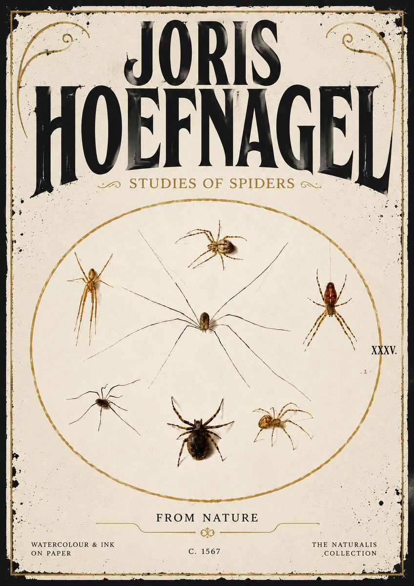 Joris Hoefnagel Studies of Spiders from Nature No5 - Plakát
