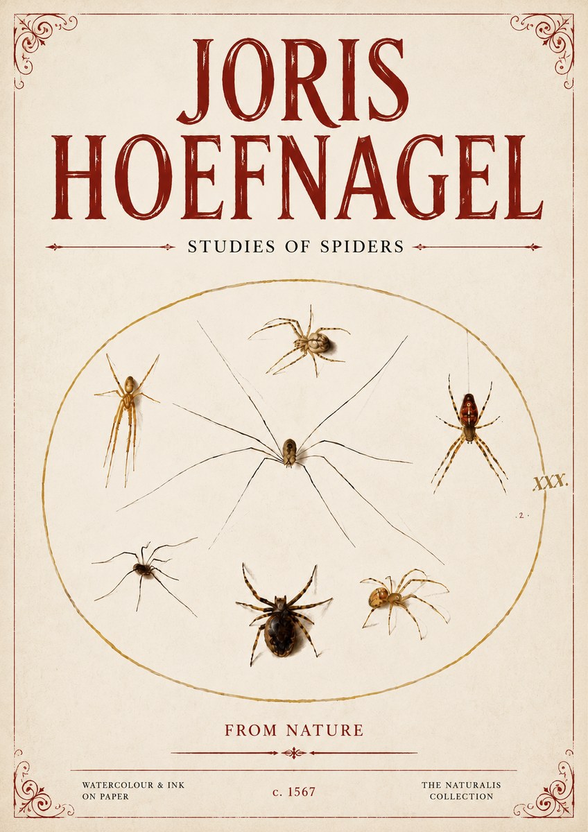 Joris Hoefnagel Studies of Spiders from Nature No6 - Plakát