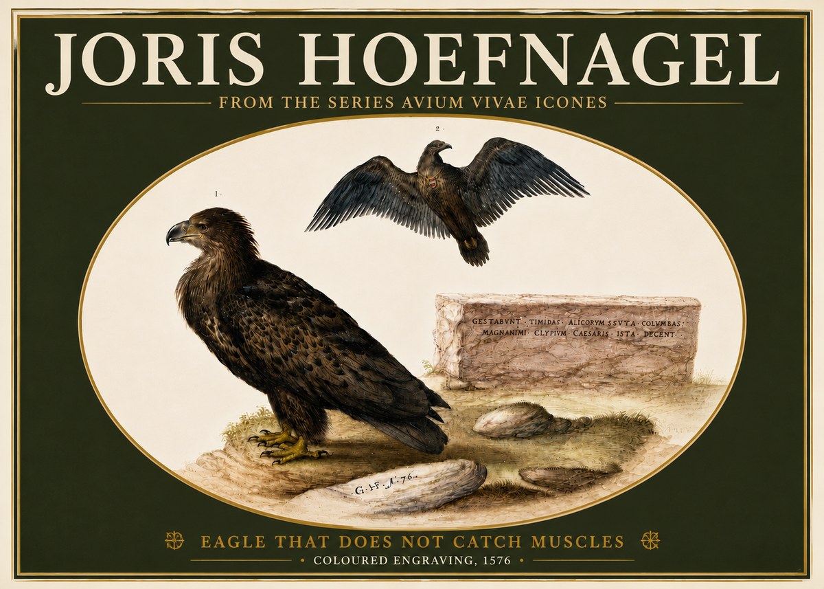 Joris Hoefnagel Eagle That Does Not Catch Muscles No5 - Plakát