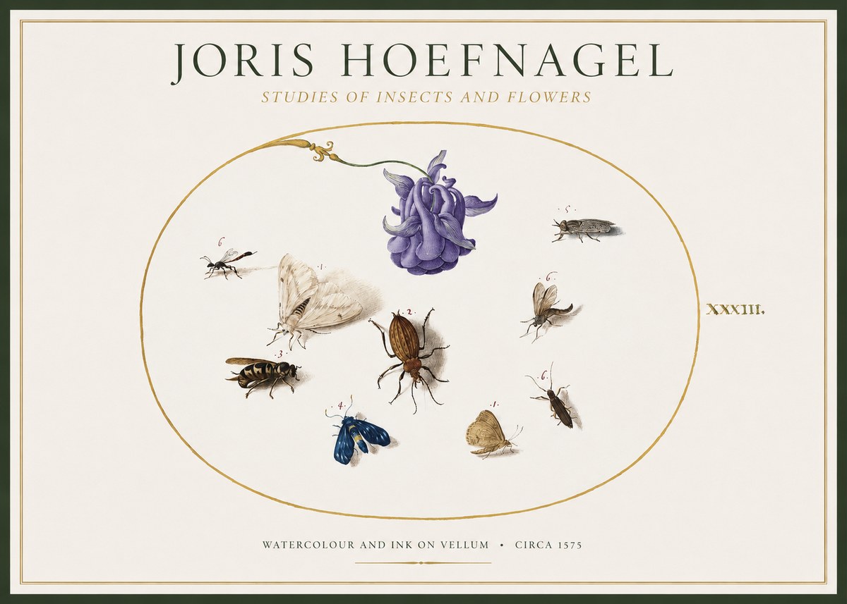 Joris Hoefnagel Studies of Insects and Flowers No1 - Plakát