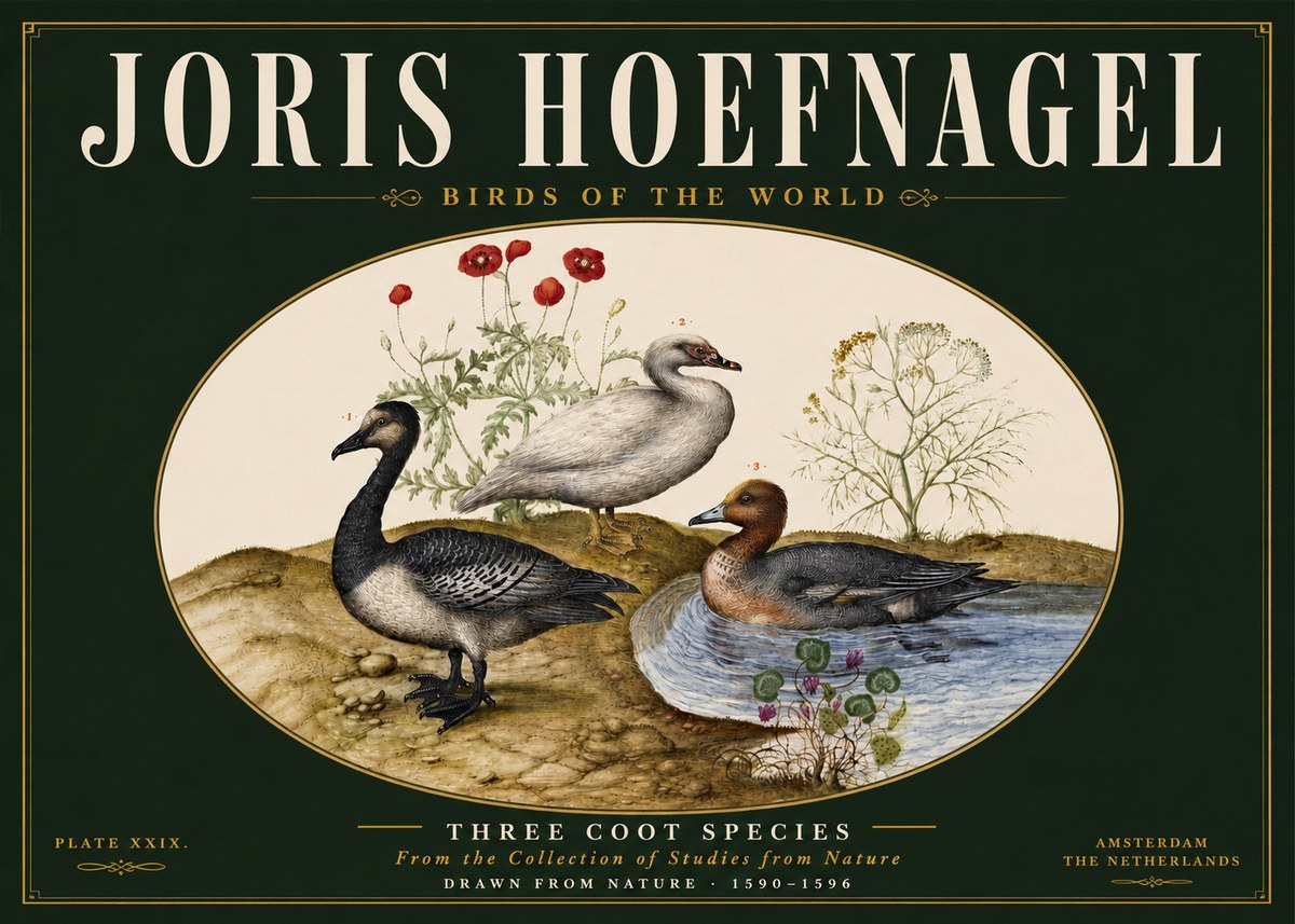 Joris Hoefnagel Three Coot Species No4 - Plakát