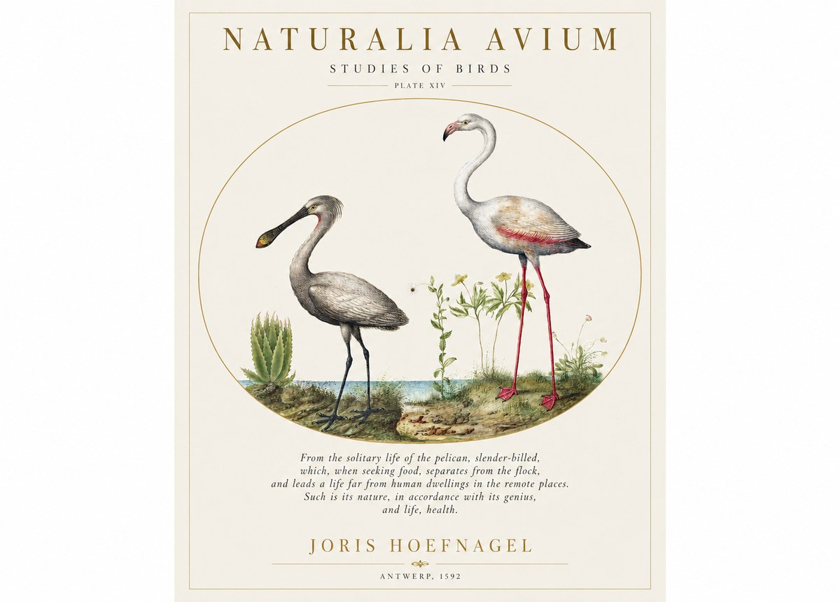 Joris Hoefnagel The Solitary Sanctuary of the Spoonbill and the Flamingo No2 - Plakát