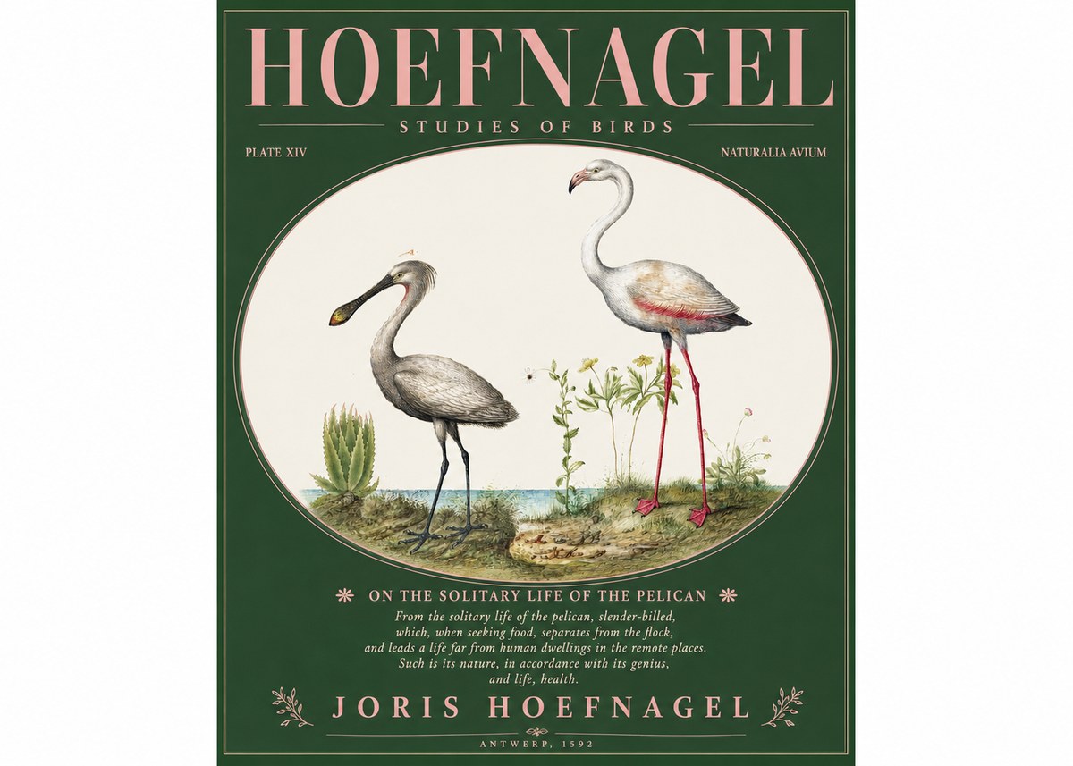Joris Hoefnagel The Solitary Sanctuary of the Spoonbill and the Flamingo No3 - Plakát