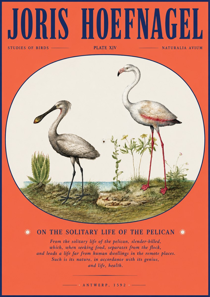 Joris Hoefnagel The Solitary Sanctuary of the Spoonbill and the Flamingo No4 - Plakát