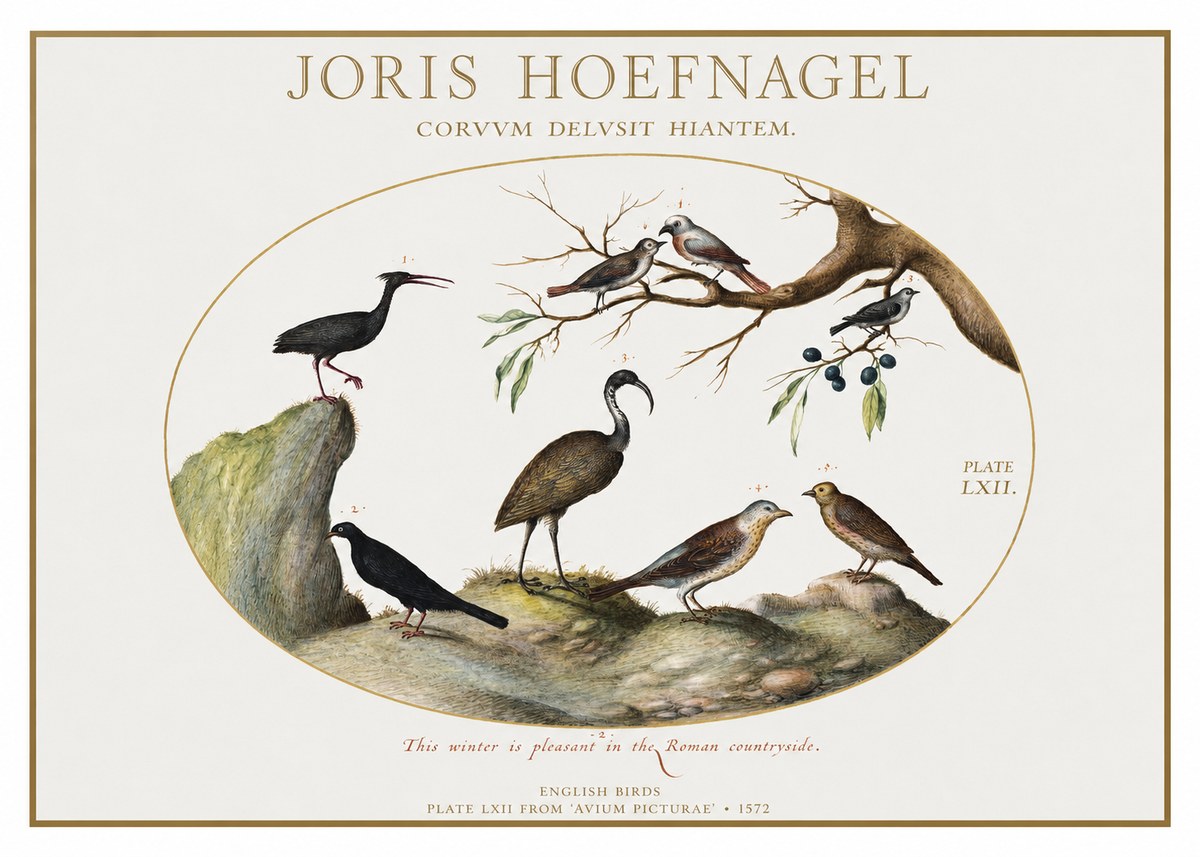 Joris Hoefnagel English Birds Plate Lxii No1 - Plakát