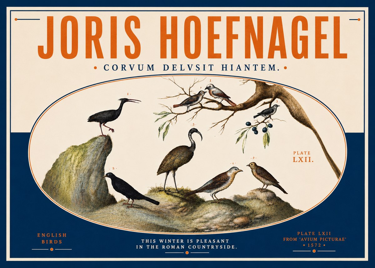Joris Hoefnagel English Birds Plate Lxii No5 - Plakát