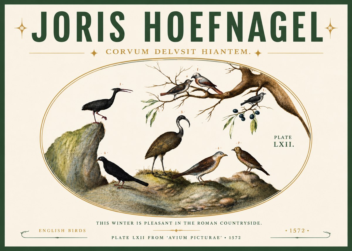 Joris Hoefnagel English Birds Plate Lxii No6 - Plakát
