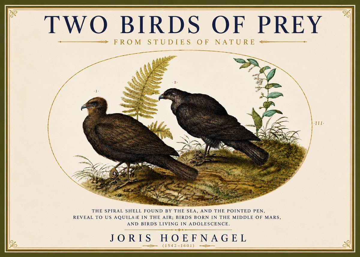 Joris Hoefnagel Two Birds of Prey - from Studies of Nature No5 - Plakát