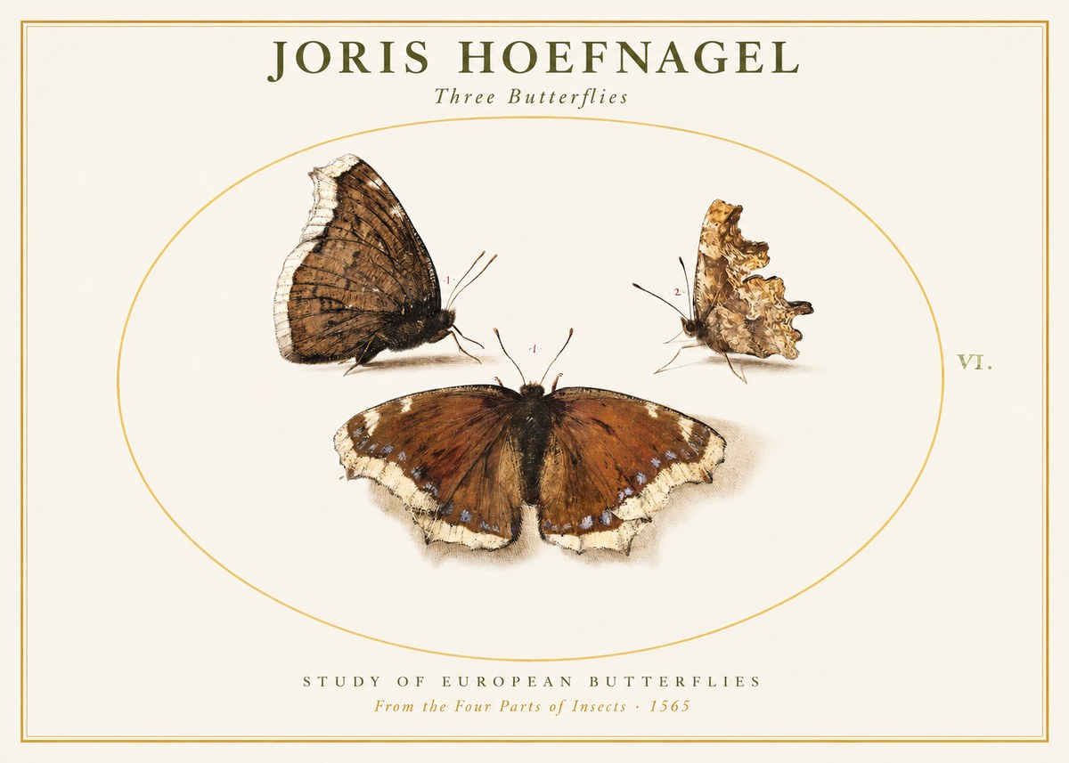 Joris Hoefnagel Three Butterflies I No1 - Plakát
