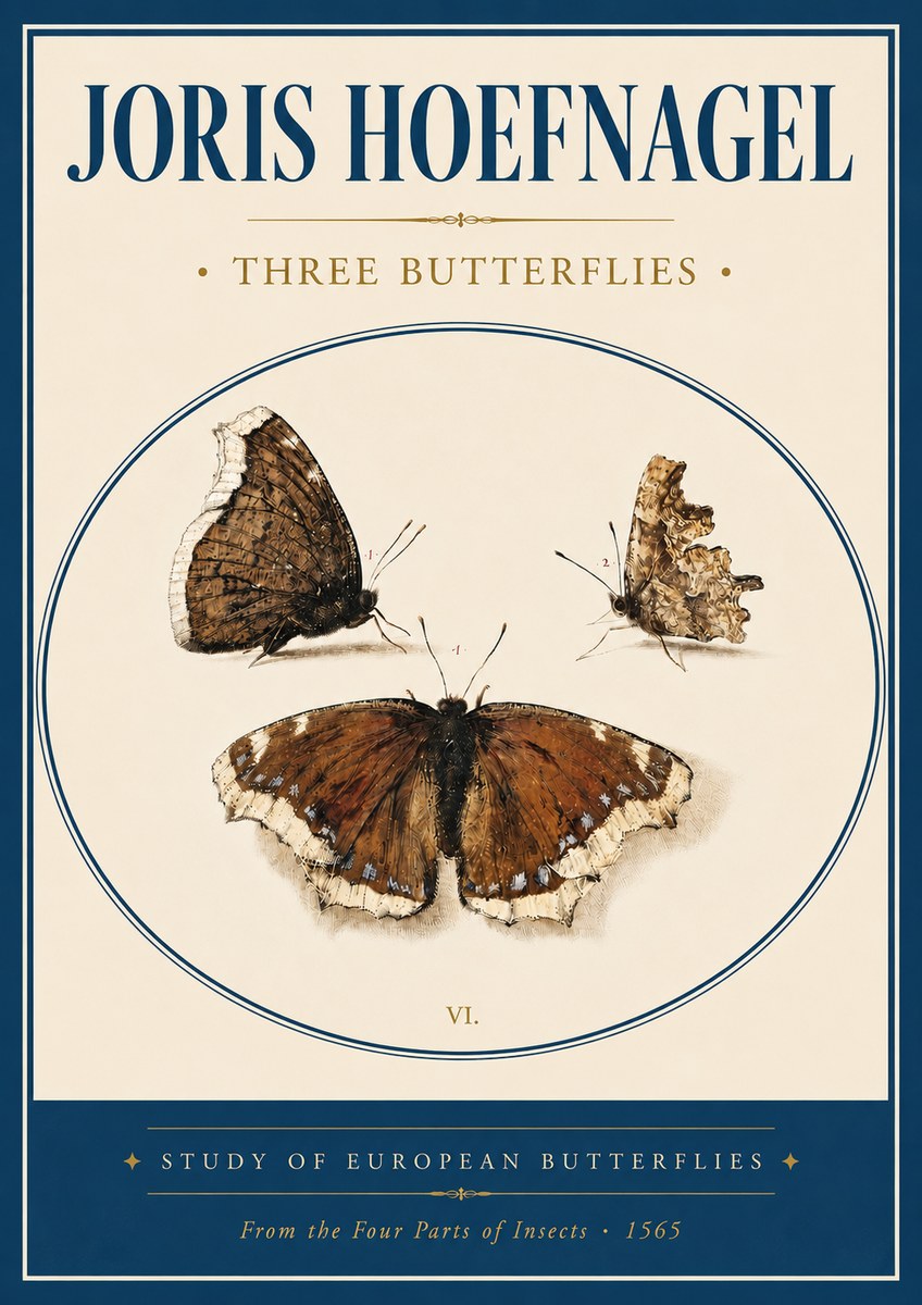 Joris Hoefnagel Three Butterflies I No4 - Plakát