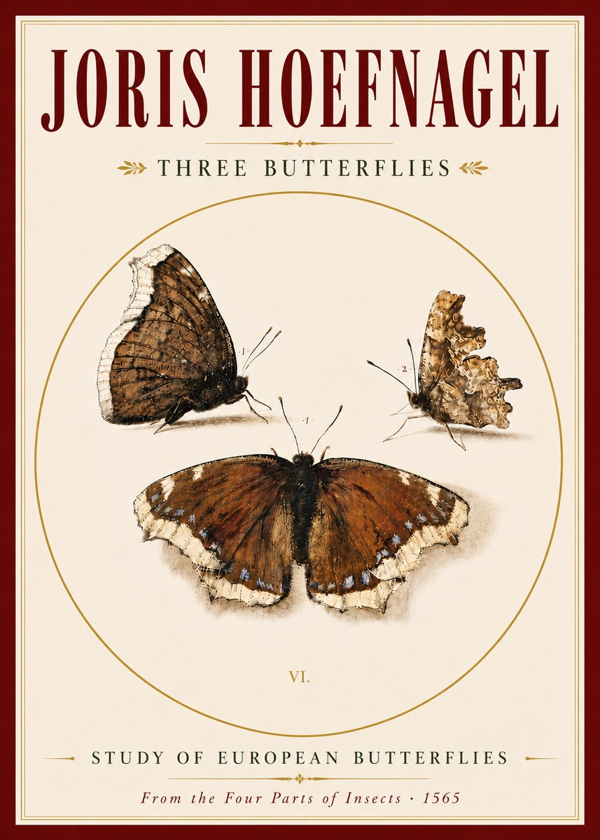 Joris Hoefnagel Three Butterflies I No5 - Plakát