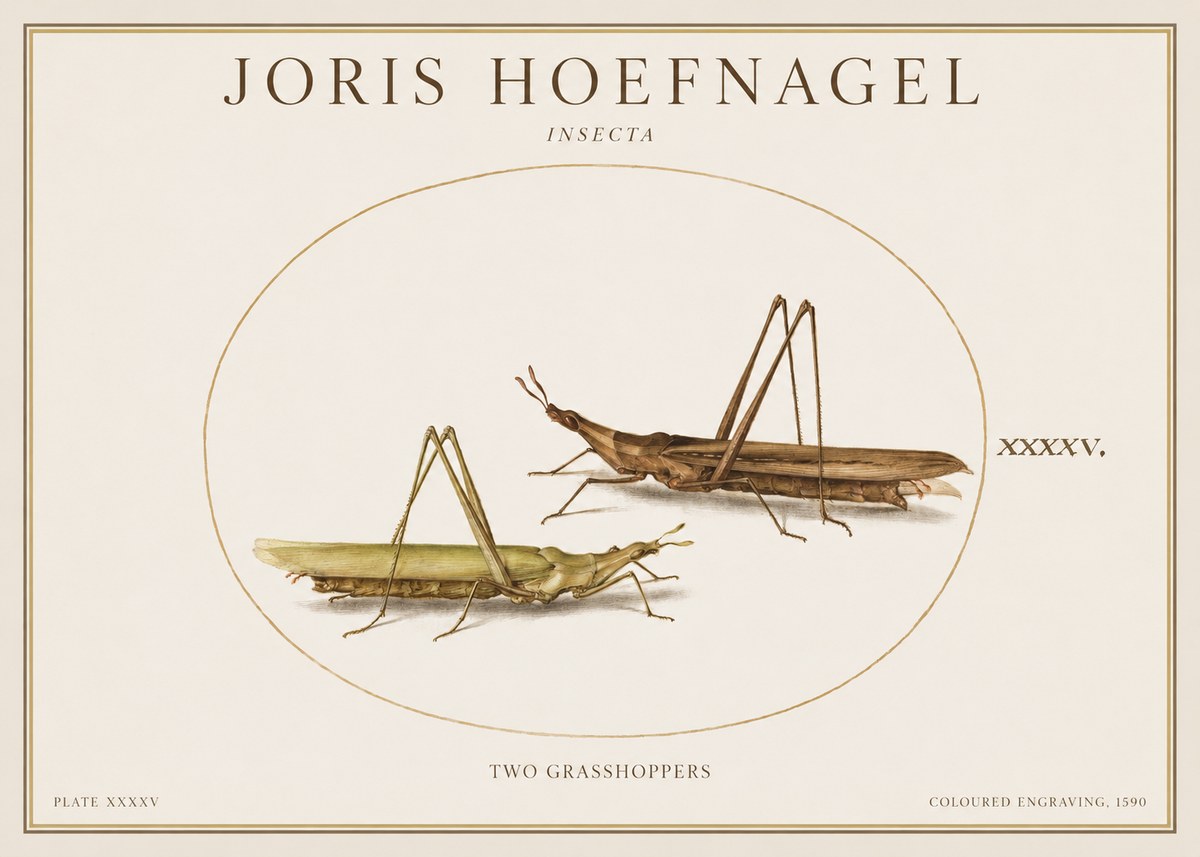 Joris Hoefnagel Two Grasshoppers No1 - Plakát