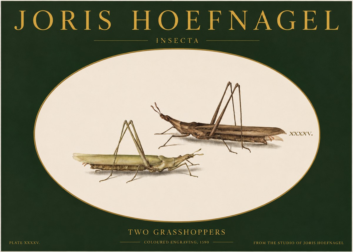 Joris Hoefnagel Two Grasshoppers No2 - Plakát