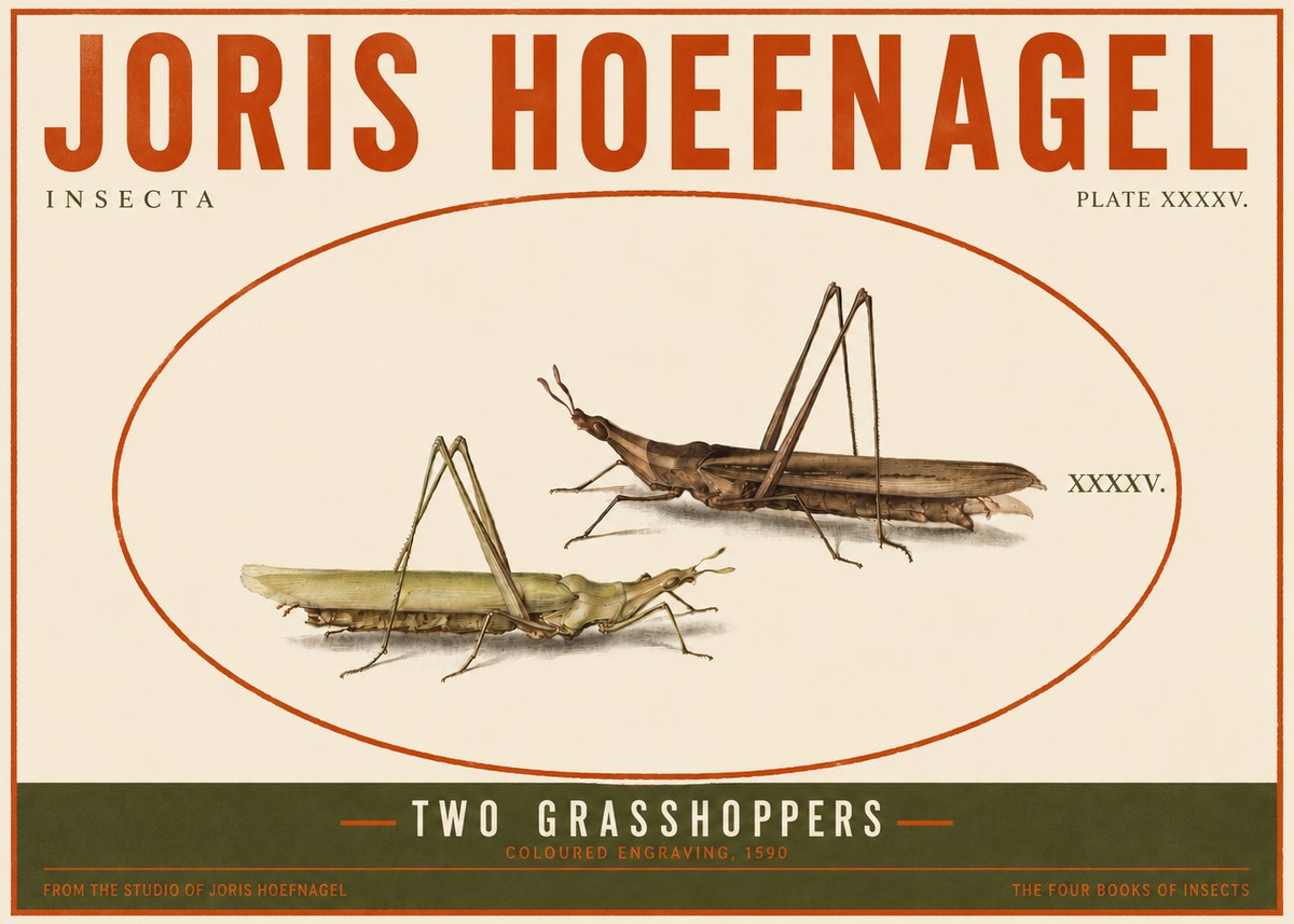 Joris Hoefnagel Two Grasshoppers No4 - Plakát