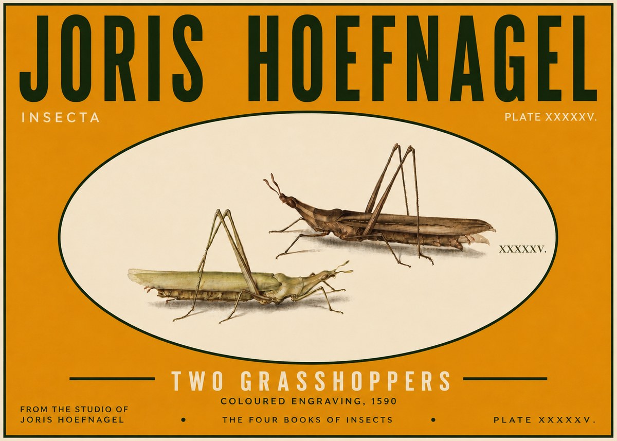 Joris Hoefnagel Two Grasshoppers No6 - Plakát